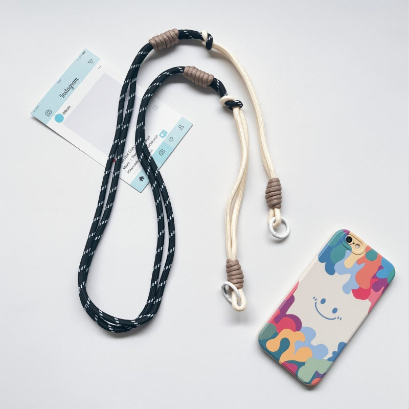 #L00022 2-in-1 Two-Tone Crossbody Phone Lanyard – Dual Ring Braided Rope Strap