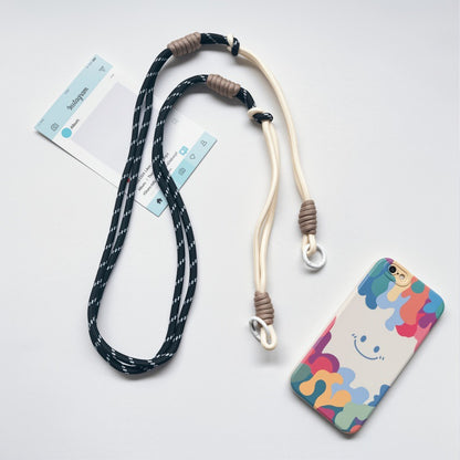 #L00022 2-in-1 Two-Tone Crossbody Phone Lanyard – Dual Ring Braided Rope Strap