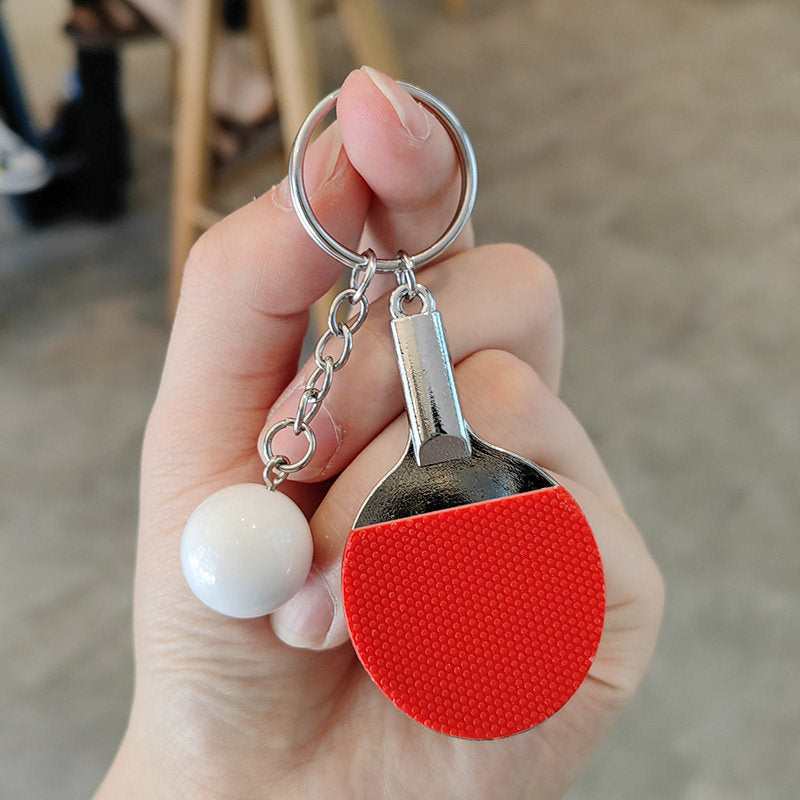 #C00014 Table Tennis Keychain Charm – Mini Ping Pong Paddle & Ball Accessory Gift for Players & Sports Lovers