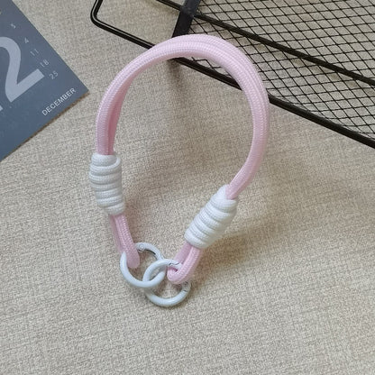 #L00008 Wholesale Cream & Yellow Braided Rope Phone Lanyard Wrist Strap Keychain