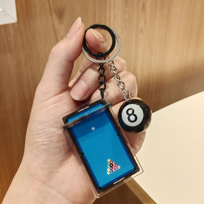 #C00021 3D 8 Ball Keychain Set – Mini Pool Table Charm & Billiards Lanyard Keyring