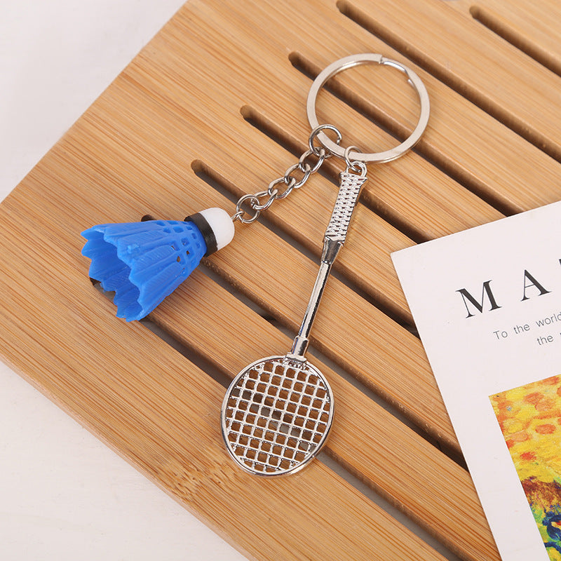 #C00005 Tennis & Badminton Keychain Charms – Mini Racket with Ball or Shuttlecock Sports Accessory Gift for Players & Fans