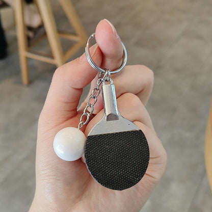 #C00014 Table Tennis Keychain Charm – Mini Ping Pong Paddle & Ball Accessory Gift for Players & Sports Lovers