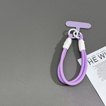 #L00018 Dual-Clasp Braided Phone Wristlet Strap with Tether Patch