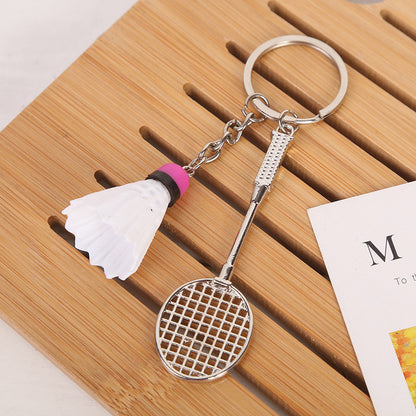 #C00005 Tennis & Badminton Keychain Charms – Mini Racket with Ball or Shuttlecock Sports Accessory Gift for Players & Fans