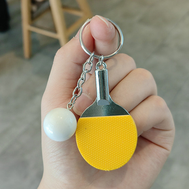 #C00014 Table Tennis Keychain Charm – Mini Ping Pong Paddle & Ball Accessory Gift for Players & Sports Lovers