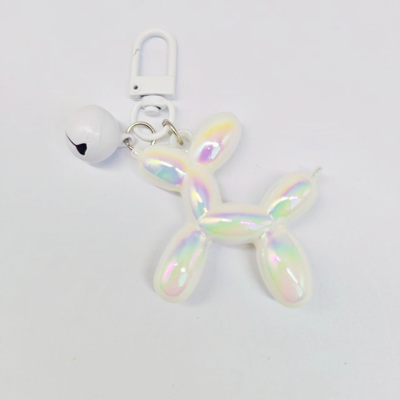 #C00002 Colorful Balloon Dog Keychain Charm with Bell – Cute Glossy Animal Bag Accessory for Women, Kids & Gifts