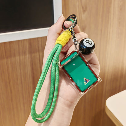 #C00021 3D 8 Ball Keychain Set – Mini Pool Table Charm & Billiards Lanyard Keyring