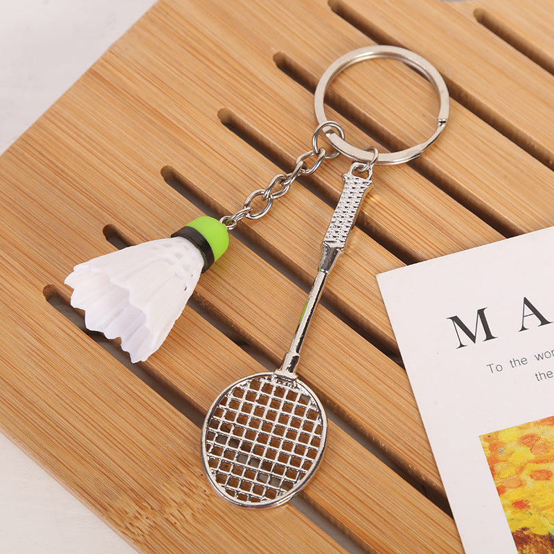 #C00005 Tennis & Badminton Keychain Charms – Mini Racket with Ball or Shuttlecock Sports Accessory Gift for Players & Fans