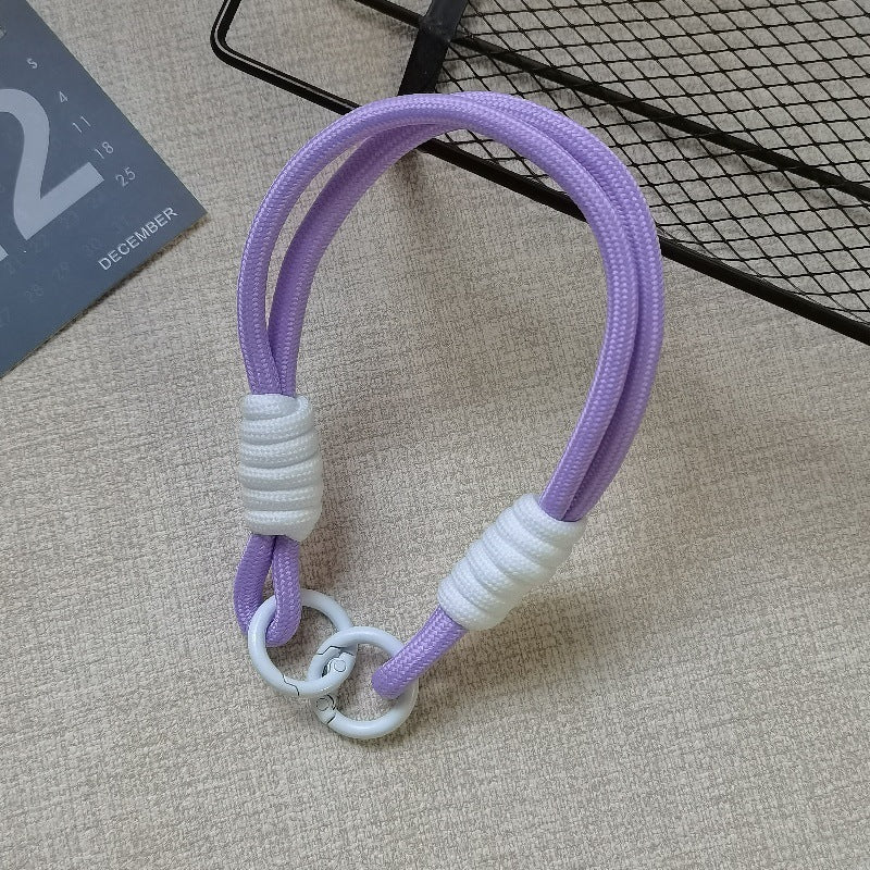 #L00008 Wholesale Cream & Yellow Braided Rope Phone Lanyard Wrist Strap Keychain