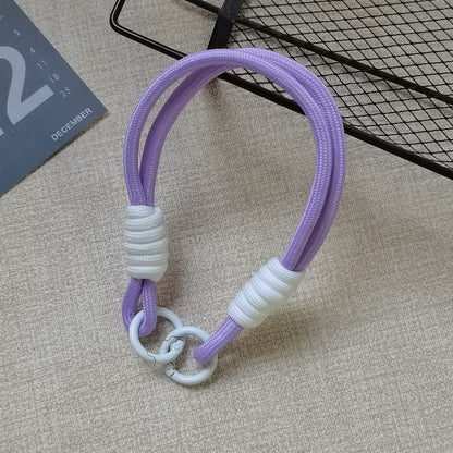 #L00008 Wholesale Cream & Yellow Braided Rope Phone Lanyard Wrist Strap Keychain