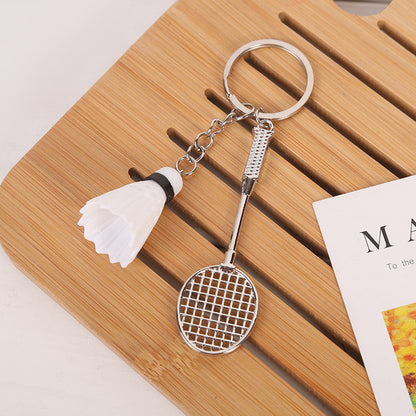 #C00005 Tennis & Badminton Keychain Charms – Mini Racket with Ball or Shuttlecock Sports Accessory Gift for Players & Fans