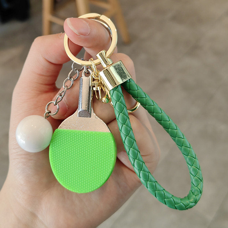 #C00014 Table Tennis Keychain Charm – Mini Ping Pong Paddle & Ball Accessory Gift for Players & Sports Lovers