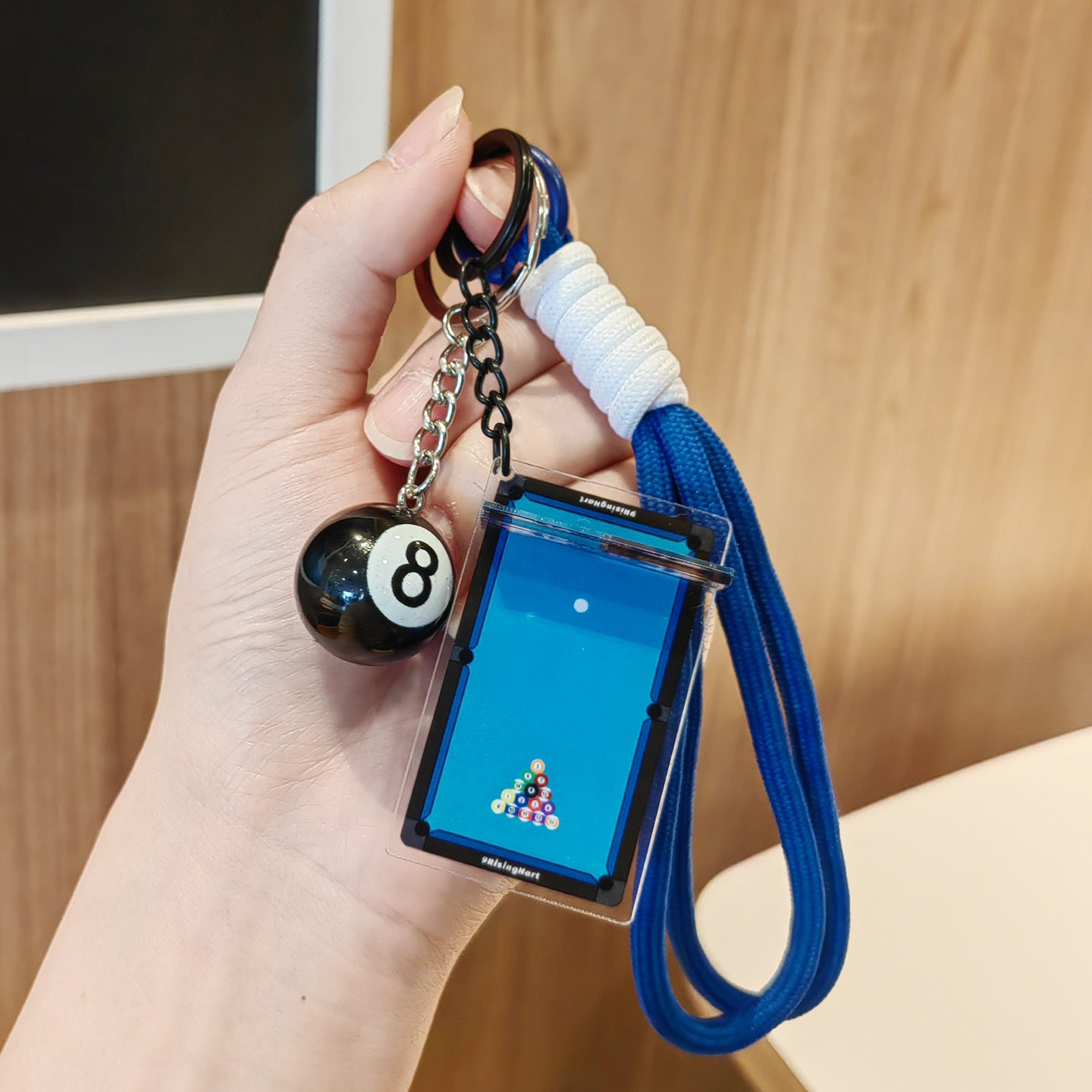 #C00021 3D 8 Ball Keychain Set – Mini Pool Table Charm & Billiards Lanyard Keyring