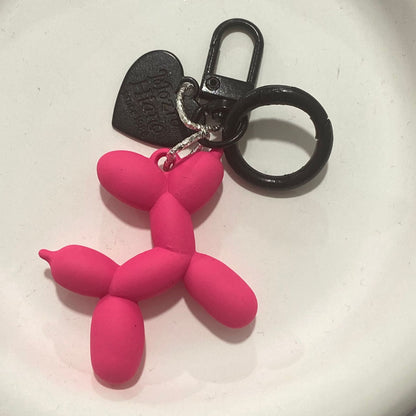 #C00001 Mezzo Piano Balloon Dog Keychain Charm – Cute Metallic & Matte Animal Bag Accessory for Women, Men, and Kids