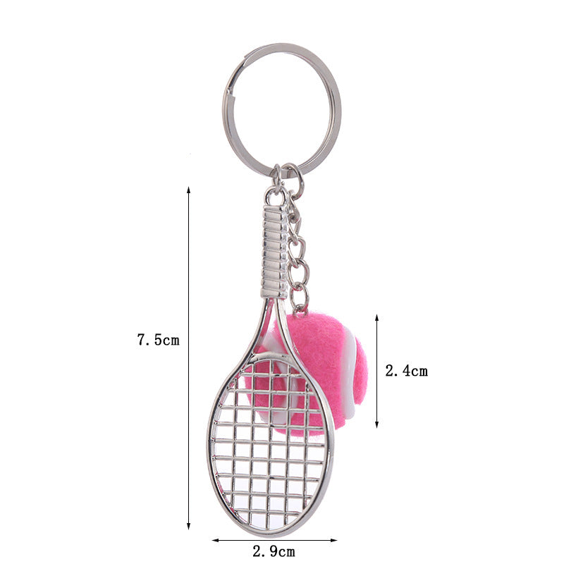#C00005 Tennis & Badminton Keychain Charms – Mini Racket with Ball or Shuttlecock Sports Accessory Gift for Players & Fans