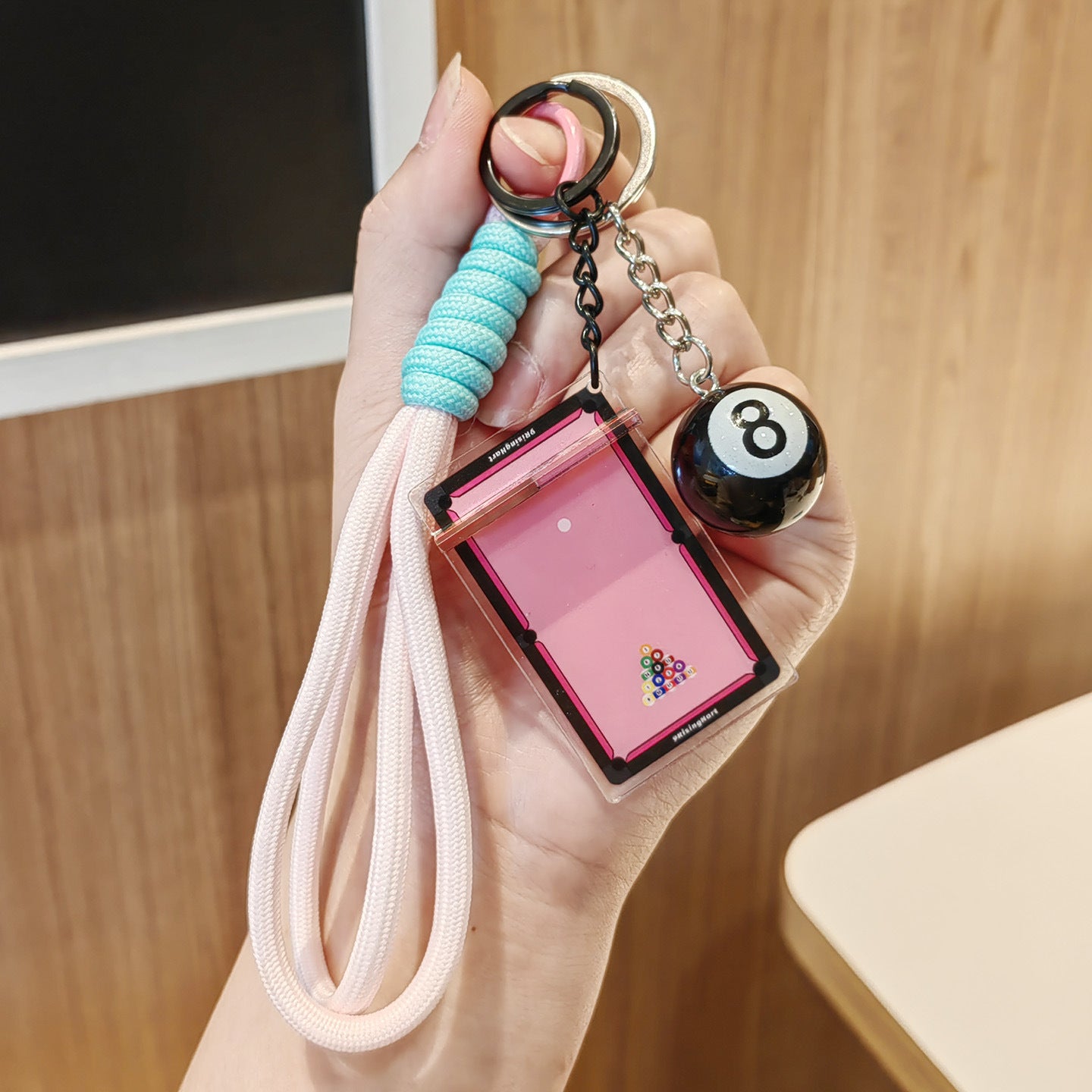 #C00021 3D 8 Ball Keychain Set – Mini Pool Table Charm & Billiards Lanyard Keyring