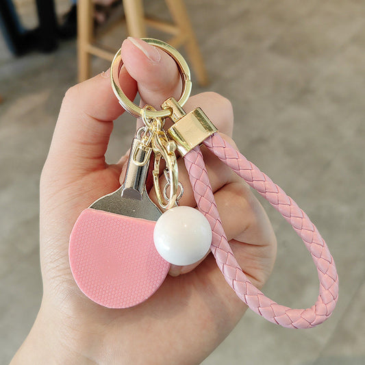 #C00014 Table Tennis Keychain Charm – Mini Ping Pong Paddle & Ball Accessory Gift for Players & Sports Lovers
