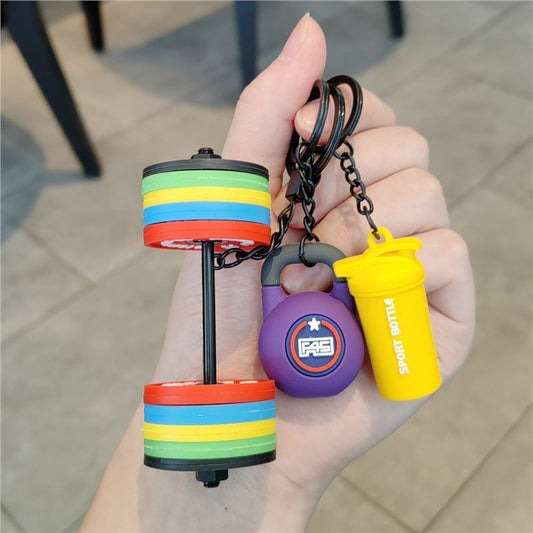 #C00008 Fitness Gym Keychain Charm Set – Colorful Dumbbell, Kettlebell & Sport Bottle Accessories for Workout Lovers