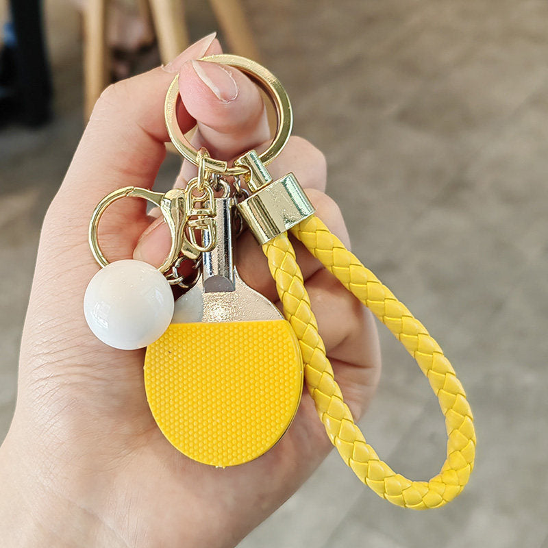 #C00014 Table Tennis Keychain Charm – Mini Ping Pong Paddle & Ball Accessory Gift for Players & Sports Lovers