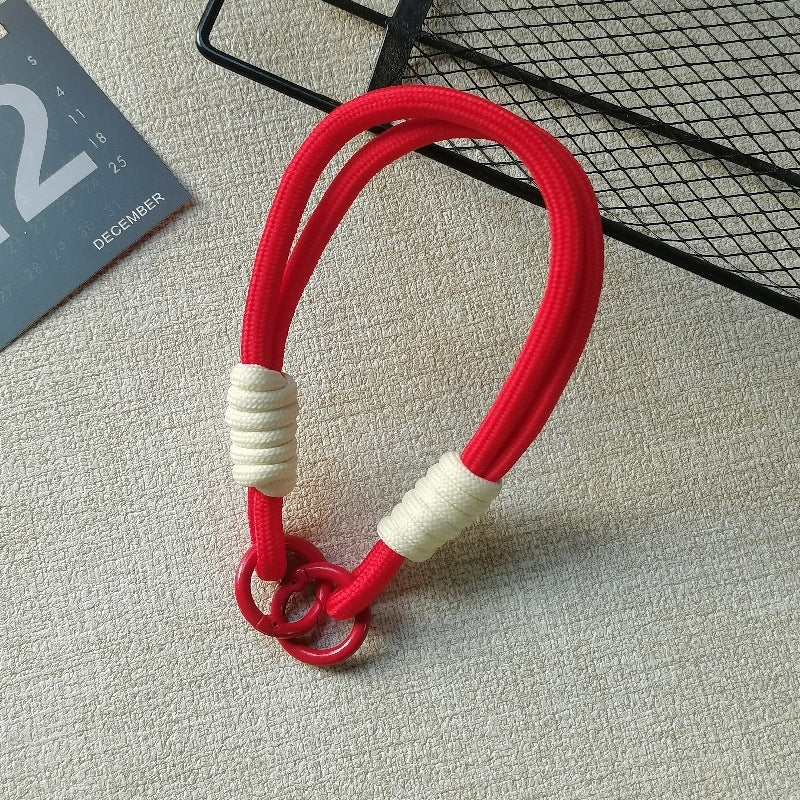 #L00009 Wholesale Pink Braided Rope Phone Lanyard Wrist Strap Keychain