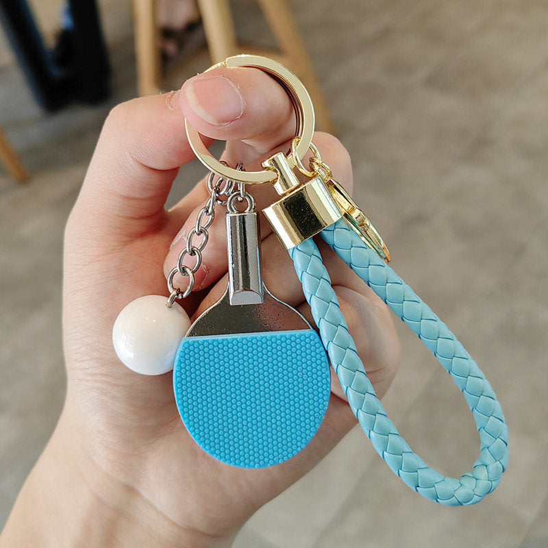 #C00014 Table Tennis Keychain Charm – Mini Ping Pong Paddle & Ball Accessory Gift for Players & Sports Lovers