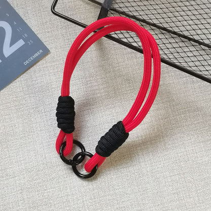 #L00009 Wholesale Pink Braided Rope Phone Lanyard Wrist Strap Keychain