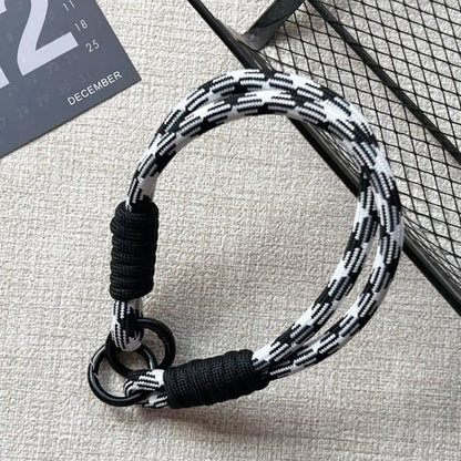 #L00009 Wholesale Pink Braided Rope Phone Lanyard Wrist Strap Keychain