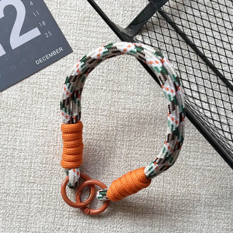 #L00009 Wholesale Pink Braided Rope Phone Lanyard Wrist Strap Keychain