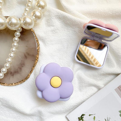 #S0025 Factory Wholesale Flower Makeup Mirror PopSockets Portable Airbag Glitter phone PopGrip, adjustable cellphone stand, retractable smartphone holder, phone mount support, Folding Kickstand, handheld accessories