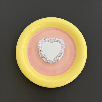 #S0026 Factory Wholesale Magnetic Makeup Mirror Heart PopSockets Glitter phone PopGrip, adjustable cellphone stand, retractable smartphone holder, phone mount support, Folding Kickstand, handheld accessories