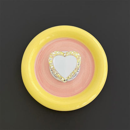 #S0026 Factory Wholesale Magnetic Makeup Mirror Heart PopSockets Glitter phone PopGrip, adjustable cellphone stand, retractable smartphone holder, phone mount support, Folding Kickstand, handheld accessories