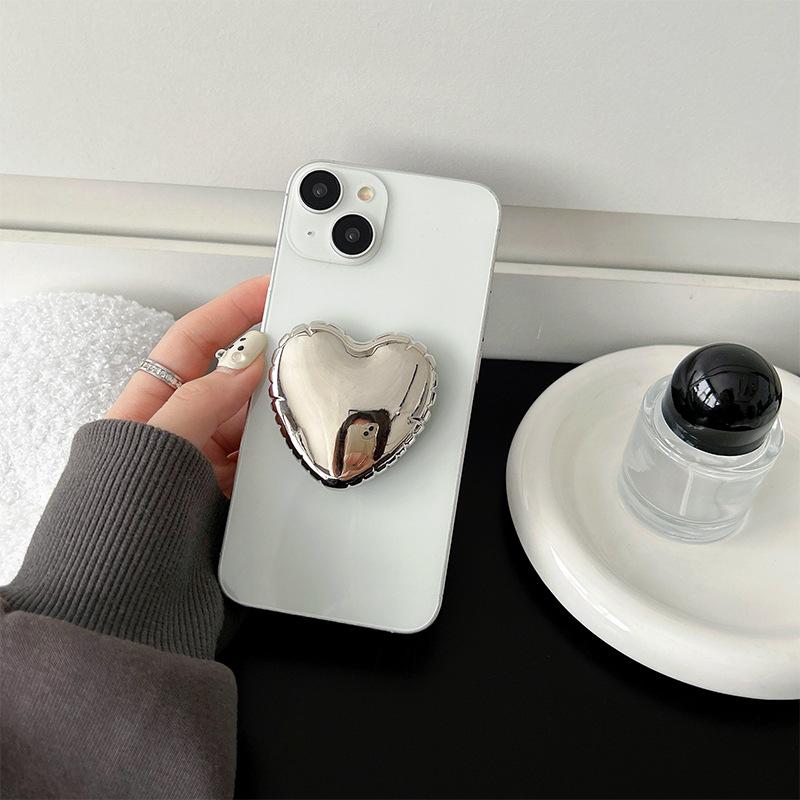 Electroplated Heart PopSockets phone PopGrip, Desktop Bracket, adjustable cellphone stand, retractable smartphone holder, phone mount, Folding Kickstand, handheld accessories