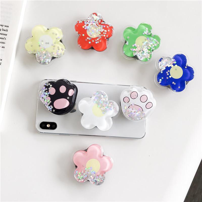 Quicksand PopSockets Desktop Airbag Glitter phone PopGrip, adjustable cellphone stand, retractable smartphone holder, phone mount support, Folding Kickstand, handheld accessories