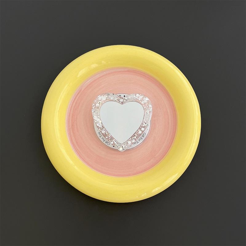 #S0026 Factory Wholesale Magnetic Makeup Mirror Heart PopSockets Glitter phone PopGrip, adjustable cellphone stand, retractable smartphone holder, phone mount support, Folding Kickstand, handheld accessories