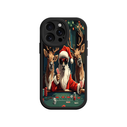 #MC0039 Factory Wholesale Santa Claus Poker iPhone 17 Case – Funny Christmas Design, Holiday Pet Humor, Reindeer Game Night