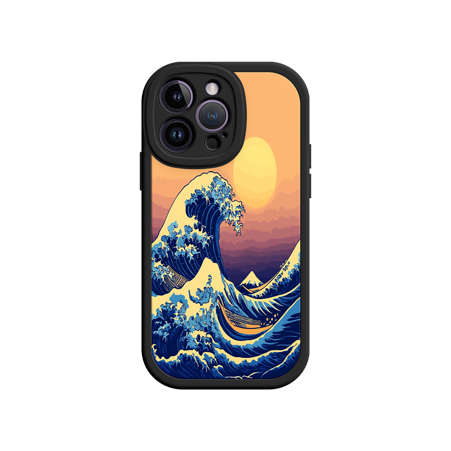 #MC0012 Factory Wholesale Great Wave Sunset iPhone Case – Japanese Art with Ocean & Mountain Design