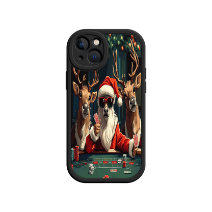 #MC0039 Factory Wholesale Santa Claus Poker iPhone 17 Case – Funny Christmas Design, Holiday Pet Humor, Reindeer Game Night