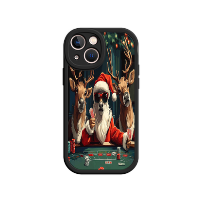 #MC0039 Factory Wholesale Santa Claus Poker iPhone 17 Case – Funny Christmas Design, Holiday Pet Humor, Reindeer Game Night