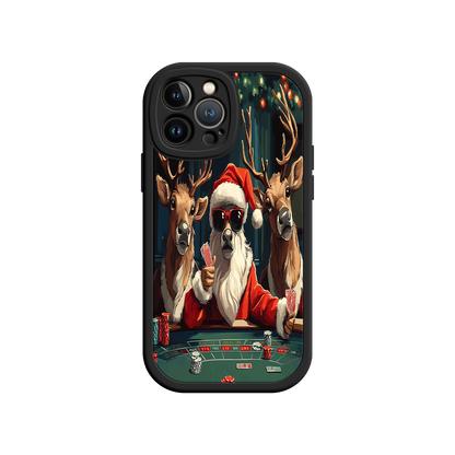 #MC0039 Factory Wholesale Santa Claus Poker iPhone 17 Case – Funny Christmas Design, Holiday Pet Humor, Reindeer Game Night