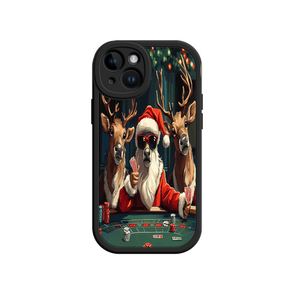 #MC0039 Factory Wholesale Santa Claus Poker iPhone 17 Case – Funny Christmas Design, Holiday Pet Humor, Reindeer Game Night