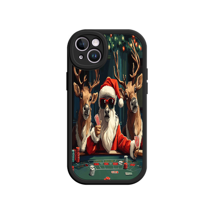#MC0039 Factory Wholesale Santa Claus Poker iPhone 17 Case – Funny Christmas Design, Holiday Pet Humor, Reindeer Game Night