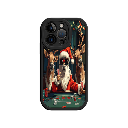 #MC0039 Factory Wholesale Santa Claus Poker iPhone 17 Case – Funny Christmas Design, Holiday Pet Humor, Reindeer Game Night