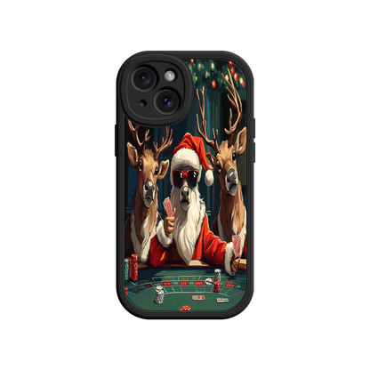 #MC0039 Factory Wholesale Santa Claus Poker iPhone 17 Case – Funny Christmas Design, Holiday Pet Humor, Reindeer Game Night