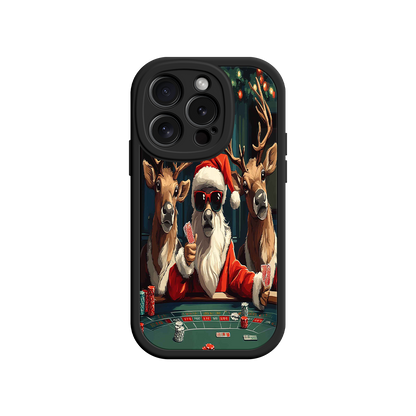 #MC0039 Factory Wholesale Santa Claus Poker iPhone 17 Case – Funny Christmas Design, Holiday Pet Humor, Reindeer Game Night