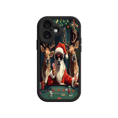 #MC0039 Factory Wholesale Santa Claus Poker iPhone 17 Case – Funny Christmas Design, Holiday Pet Humor, Reindeer Game Night