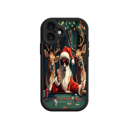 #MC0039 Factory Wholesale Santa Claus Poker iPhone 17 Case – Funny Christmas Design, Holiday Pet Humor, Reindeer Game Night