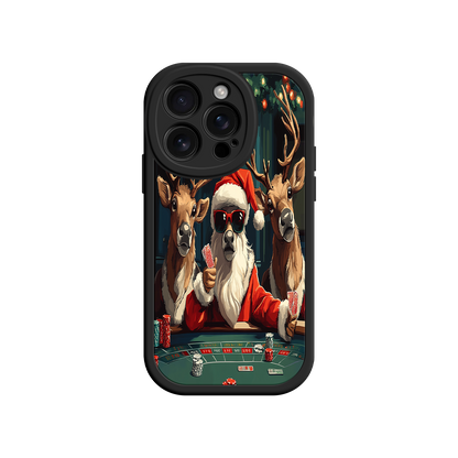 #MC0039 Factory Wholesale Santa Claus Poker iPhone 17 Case – Funny Christmas Design, Holiday Pet Humor, Reindeer Game Night