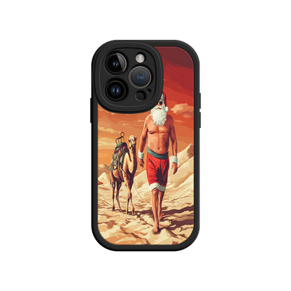 #MC0028 Factory Wholesale Desert Santa iPhone 17 Case – Funny Christmas Design, Muscular Santa & Camel, Holiday Heat Vibes