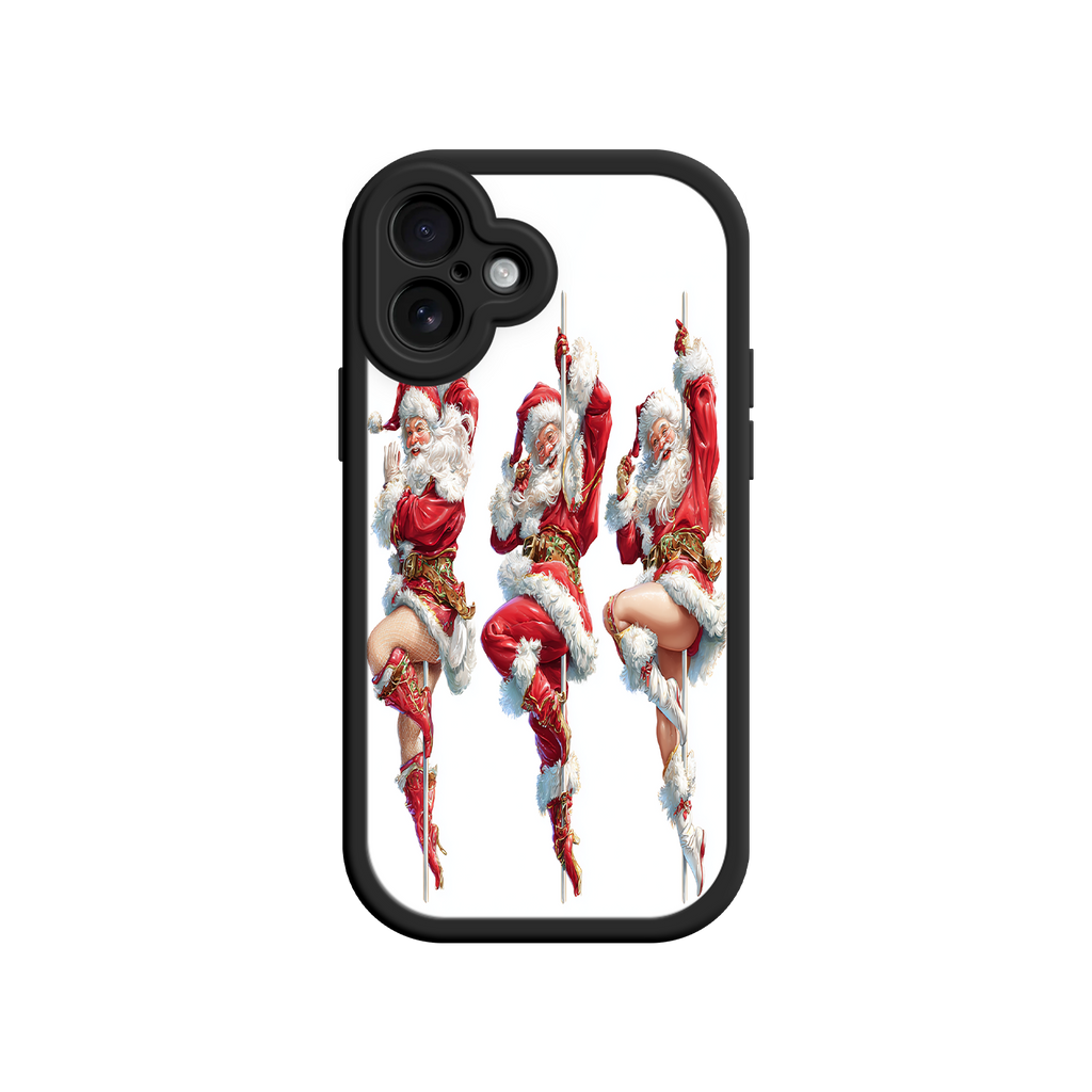 Vintage-style phone case with holiday cheer artwork